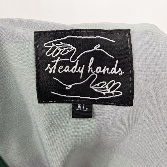 Steady Hands Shirt Mens XL Checkered Short Sleeve Button Up Anime Graphic Casual - Picture 9 of 10